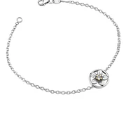 14K White & Yellow Gold 0.04cttw New Brunswick Purple Violet Provincial Flower Diamond Bracelet