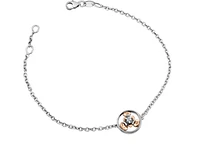 14K White & Rose Gold 0.04cttw Quebec Blue Flag Provincial Flower Diamond Bracelet