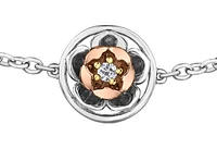 14K White & Rose Gold 0.04cttw Nunavut Purple Saxifrage Provincial Flower Diamond Bracelet