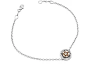 14K White & Rose Gold 0.04cttw Nunavut Purple Saxifrage Provincial Flower Diamond Bracelet