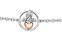 14K White & Rose Gold 0.04cttw Prince Edward Island Lady's Slipper Provincial Flower Diamond Bracelet