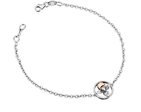 14K White & Rose Gold 0.04cttw Prince Edward Island Lady's Slipper Provincial Flower Diamond Bracelet