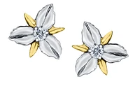 14K White and Yellow Gold 0.12cttw Ontario Provincial Flower Diamond Stud Earrings