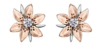 14K Rose and White Gold 0.13cttw Saskatchewan Provincial Flower Diamond Stud Earrings