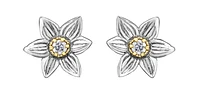 14K White & Yellow Gold 0.12cttw Manitoba Provincial Flower Diamond Stud Earrings