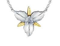 14K White & Yellow Gold 0.14cttw Ontario Provincial Flower Diamond Necklace