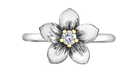 14K White & Yellow Gold 0.12cttw New Brunswick Provincial Flower Diamond Ring, size 6.5
