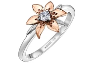 14K Rose & White Gold 0.10cttw Saskatchewan Provincial Flower Diamond Ring, size 6.5