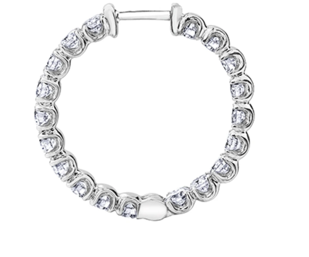 14K White Gold 3.00cttw Canadian Diamond Hoop Earrings