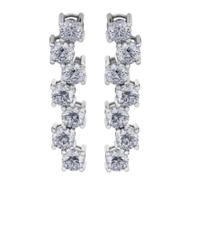 18K White Gold & Palladium Alloy (hypoallergenic) 5.51cttw Canadian Diamond Drop Earrings
