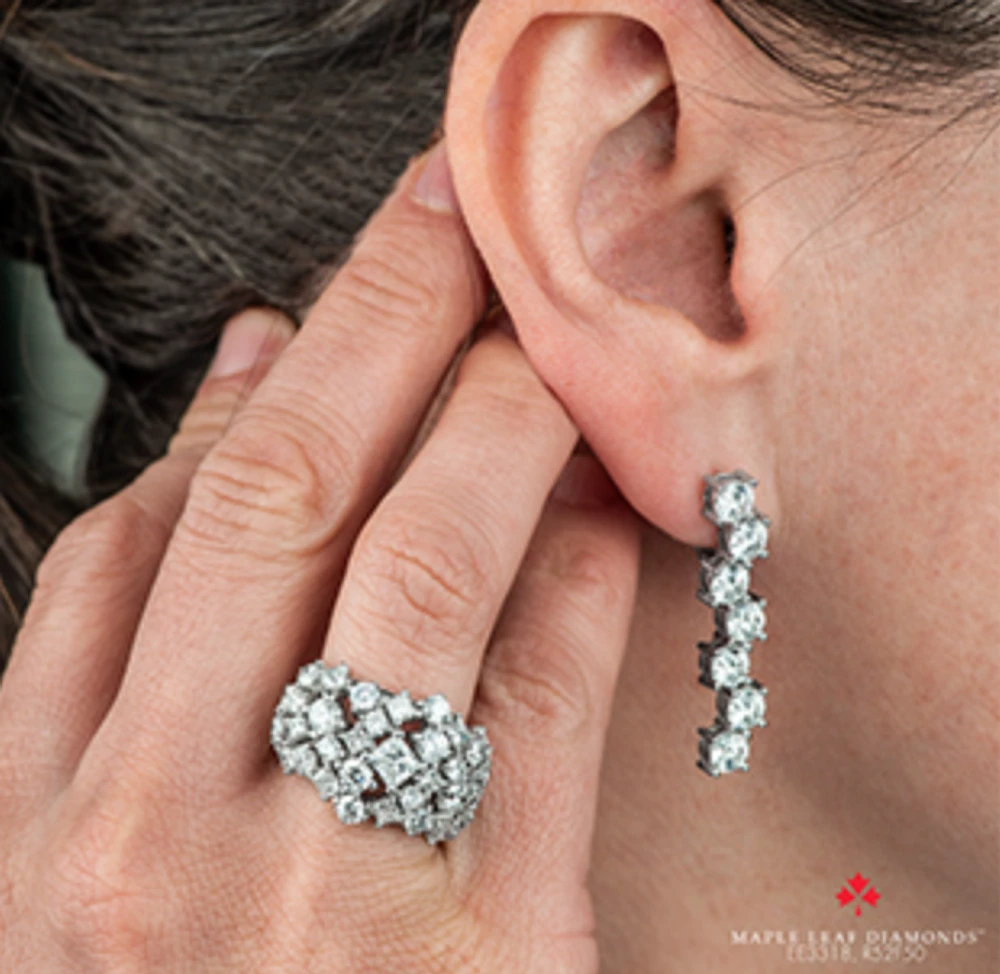18K White Gold & Palladium Alloy (hypoallergenic) 5.51cttw Canadian Diamond Drop Earrings