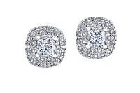 18K White Gold & Palladium Alloy (hypoallergenic) 1.00cttw Canadian Princess Cut Diamond Stud Earrings