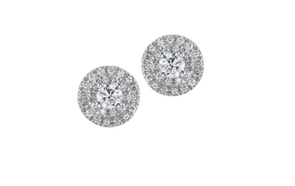 18K White Gold & Palladium Alloy (hypoallergenic) 0.61cttw Canadian Diamond Stud Earrings