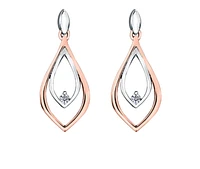 14K White & Rose Gold 0.04cttw Canadian Diamond Drop Earrings 