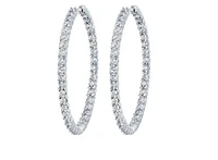 14K White Gold & Palladium Alloy (hypoallergenic) 2.00-4.00cttw Canadian Diamond Hoop Earrings - / Carat Total