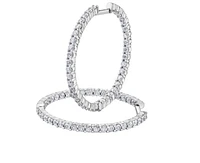14K White Gold & Palladium Alloy (hypoallergenic) 2.00-4.00cttw Canadian Diamond Hoop Earrings - / Carat Total