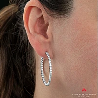 14K White Gold & Palladium Alloy (hypoallergenic) 2.00-4.00cttw Canadian Diamond Hoop Earrings - / Carat Total