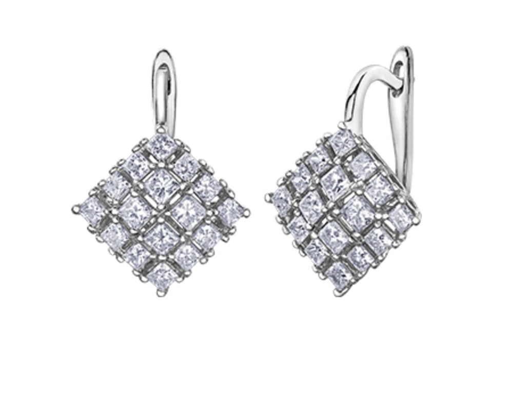 18K White Gold & Palladium Alloy (hypoallergenic) 1.52-2.84cttw Canadian Diamond Drop Earrings - / Carat Total