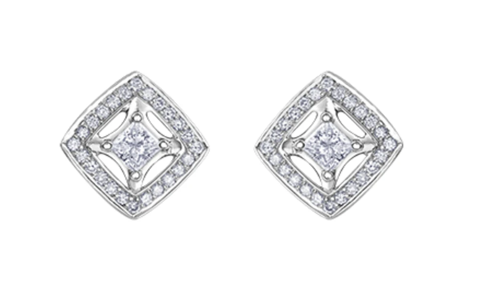 18K White Gold & Palladium Alloy (hypoallergenic) 0.32cttw Canadian Diamond Stud Earrings