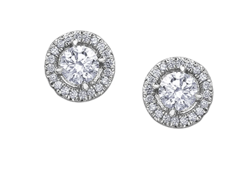18K White Gold & Palladium Alloy (hypoallergenic) 0.50cttw Canadian Diamond Stud Earrings