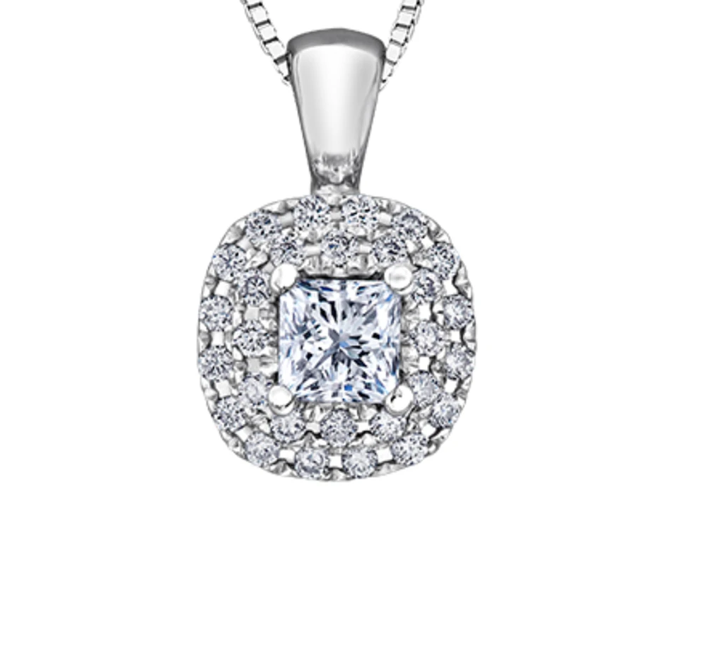 18K White Gold & Palladium Alloy(hypoallergenic) 0.50cttw Canadian Princess Diamond Pendant