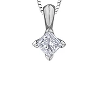 18K White Gold & Palladium Alloy(hypoallergenic) 0.20cttw Canadian Princess Diamond Pendant