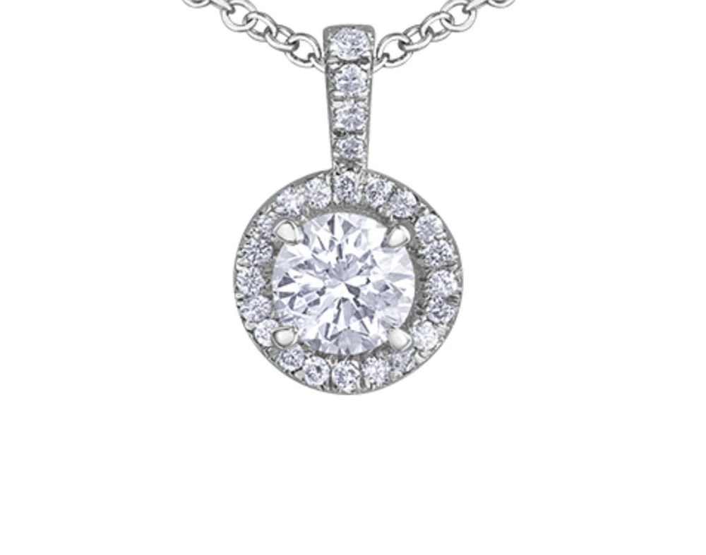 18K White Gold & Palladium Alloy(hypoallergenic) 0.38cttw Canadian Diamond Pendant