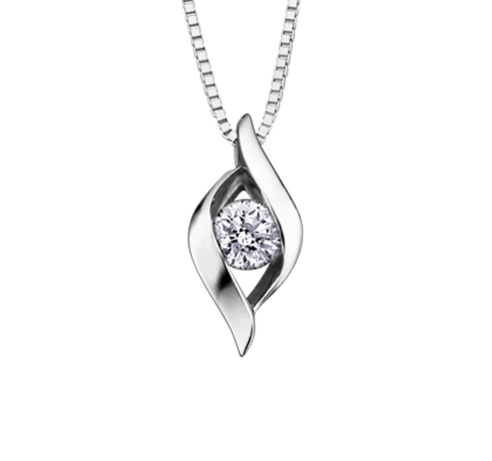 14K White Gold 0.18cttw Canadian Diamond Channel Set Pendant