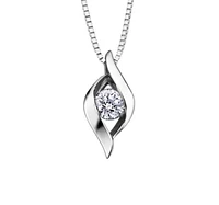 14K White Gold 0.18cttw Canadian Diamond Channel Set Pendant