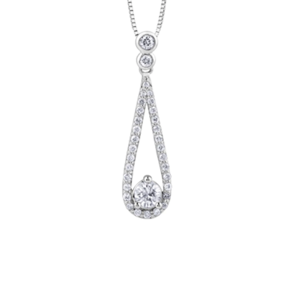 14K White Gold 0.65cttw Canadian Diamond Pendant