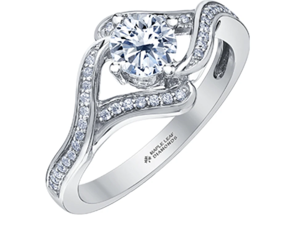 18K White Gold & Palladium Alloy (hypoallergenic) 0.72cttw Canadian Diamond Engagement Ring