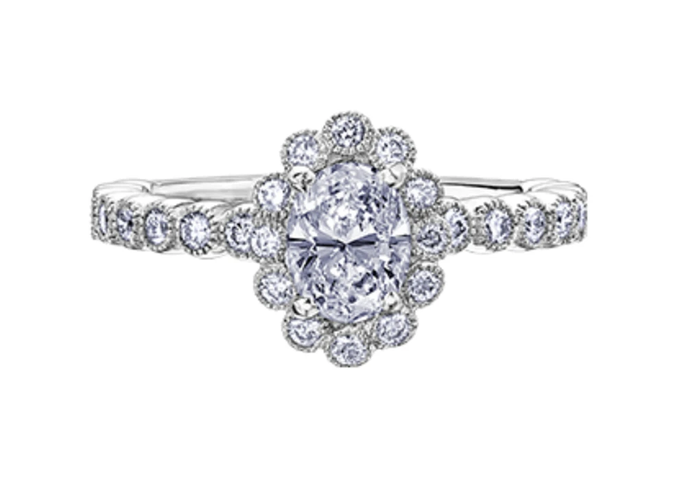 18K White Gold & Palladium Alloy (hypoallergenic) 1.50cttw Canadian Diamond Engagement Ring