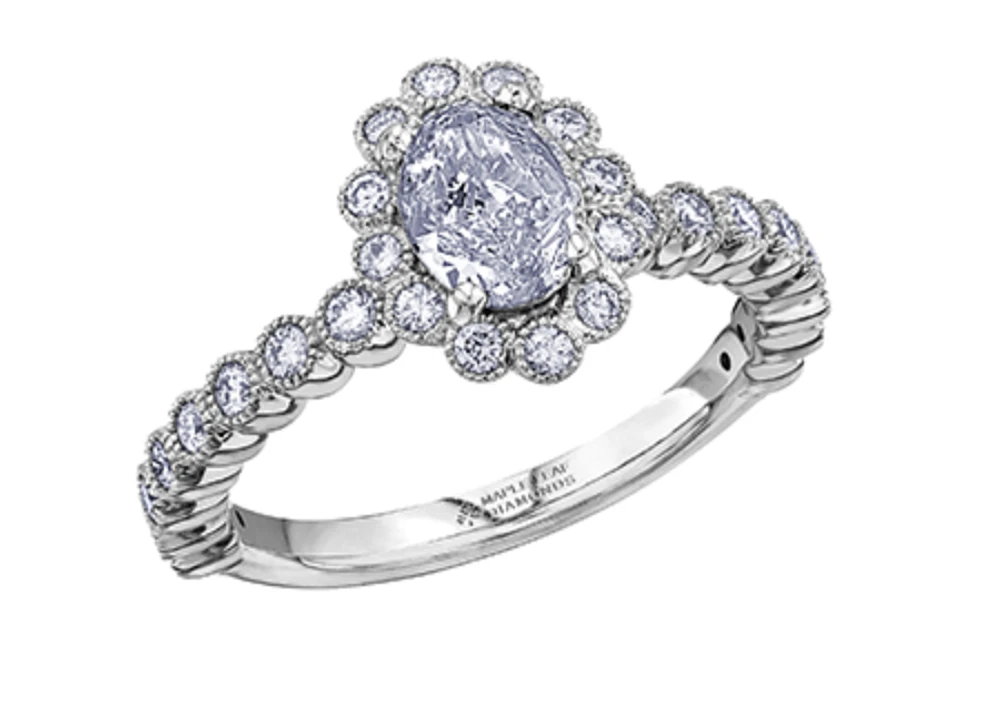 18K White Gold & Palladium Alloy (hypoallergenic) 1.50cttw Canadian Diamond Engagement Ring