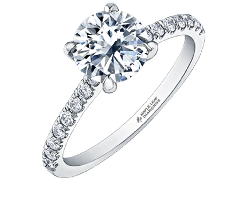 18K Yellow Gold & Palladium Alloy (hypoallergenic) 1.25-1.75cttw Canadian Diamond Engagement Ring - / Carat Total