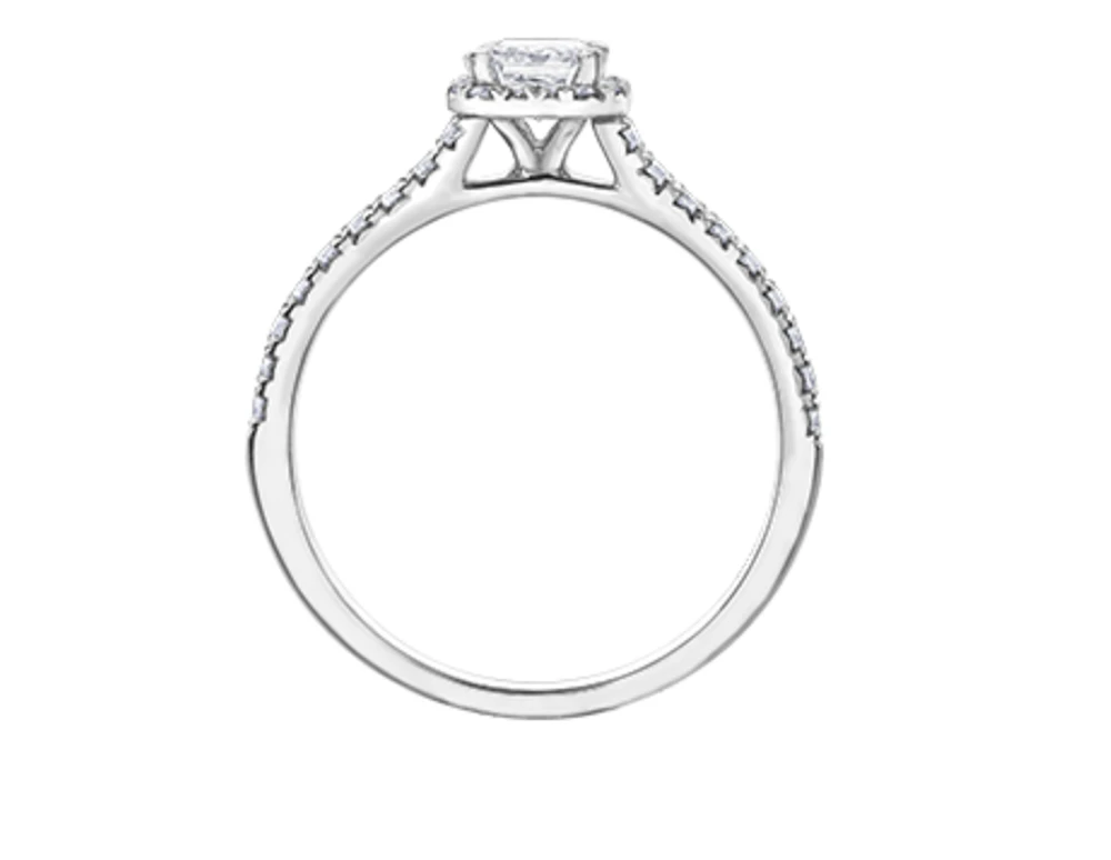 18K White Gold & Palladium Alloy (hypoallergenic) 0.75cttw Canadian Emerald Cut Diamond Engagement Ring