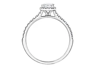 18K White Gold & Palladium Alloy (hypoallergenic) 0.75cttw Canadian Emerald Cut Diamond Engagement Ring