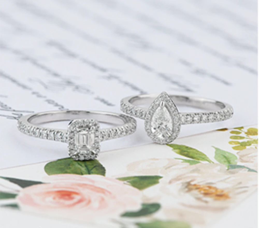 18K White Gold & Palladium Alloy (hypoallergenic) 0.75cttw Canadian Emerald Cut Diamond Engagement Ring