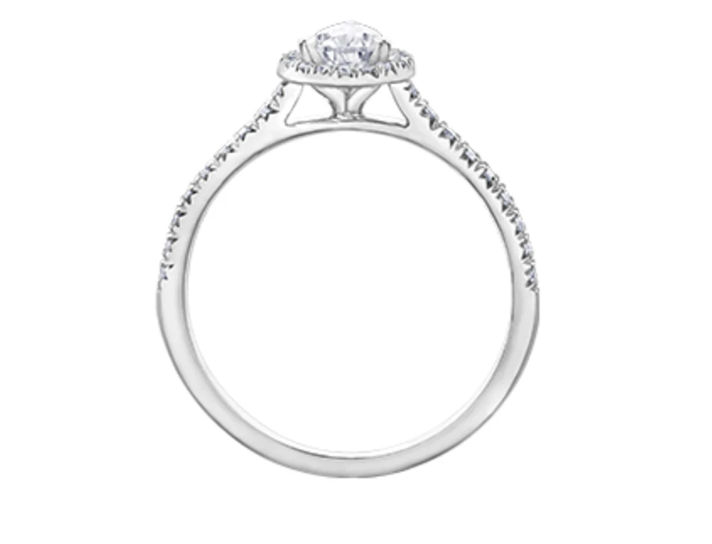 18K White Gold & Palladium Alloy (hypoallergenic) 0.75cttw Canadian Pear Shape Diamond Engagement Ring