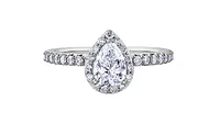 18K White Gold & Palladium Alloy (hypoallergenic) 1.15cttw Canadian Pear Shape Diamond Engagement Ring