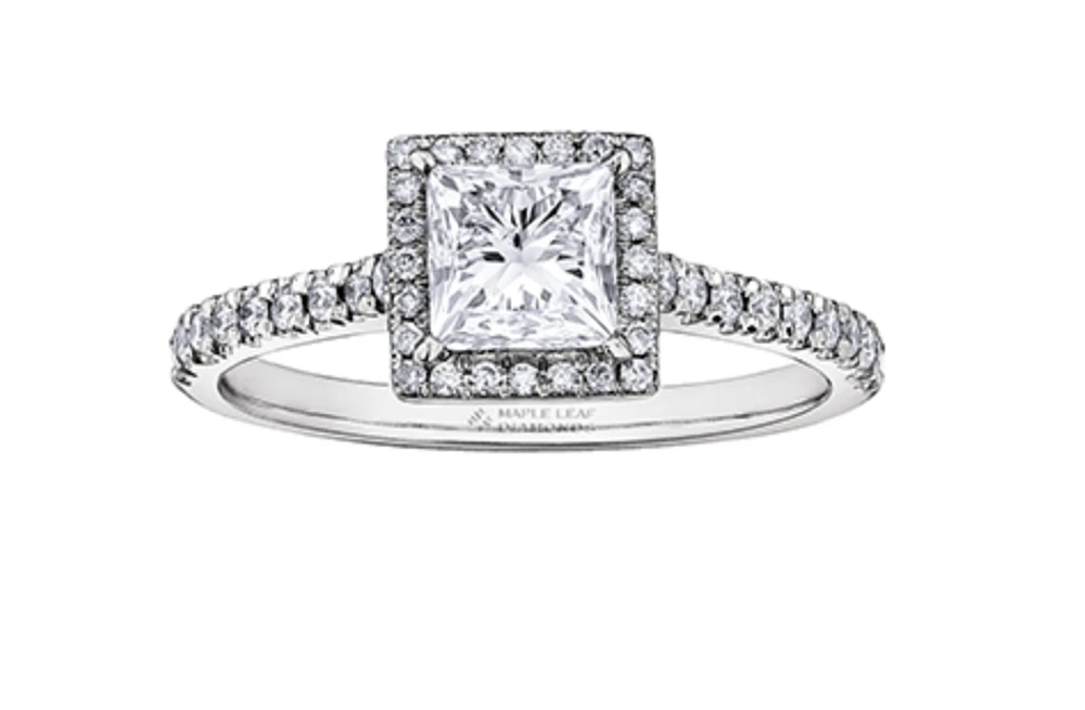 18K White Gold & Palladium Alloy (hypoallergenic) 0.53-1.25cttw Canadian Princess Diamond Engagement Ring - / Carat Total