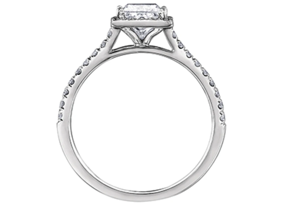 18K White Gold & Palladium Alloy (hypoallergenic) 0.53-1.25cttw Canadian Princess Diamond Engagement Ring - / Carat Total