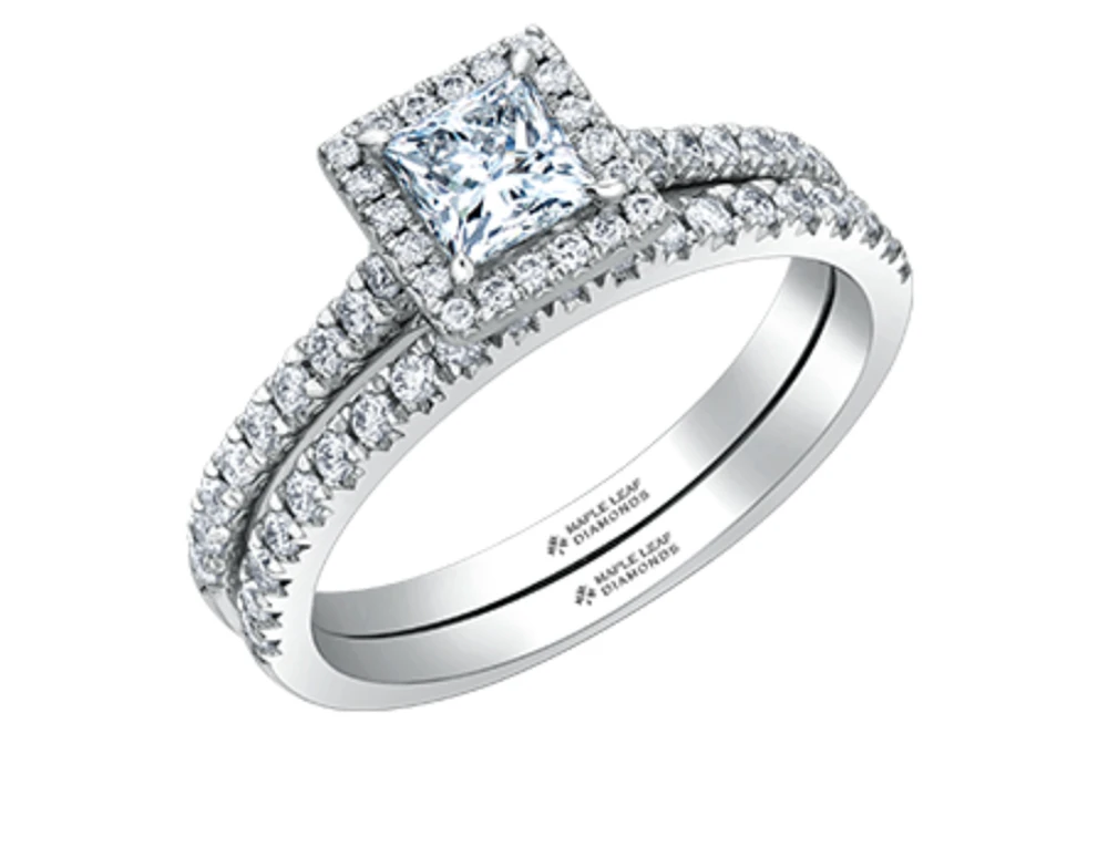 18K White Gold & Palladium Alloy (hypoallergenic) 0.53-1.25cttw Canadian Princess Diamond Engagement Ring - / Carat Total