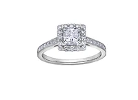 18K White Gold & Palladium Alloy (hypoallergenic) 1.26-1.60cttw Canadian Princess Diamond Engagement Ring - / Carat Total