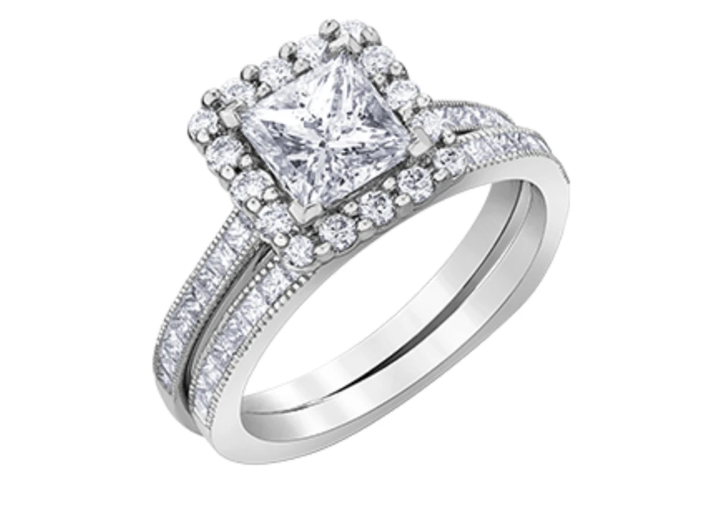 18K White Gold & Palladium Alloy (hypoallergenic) 1.26-1.60cttw Canadian Princess Diamond Engagement Ring - / Carat Total