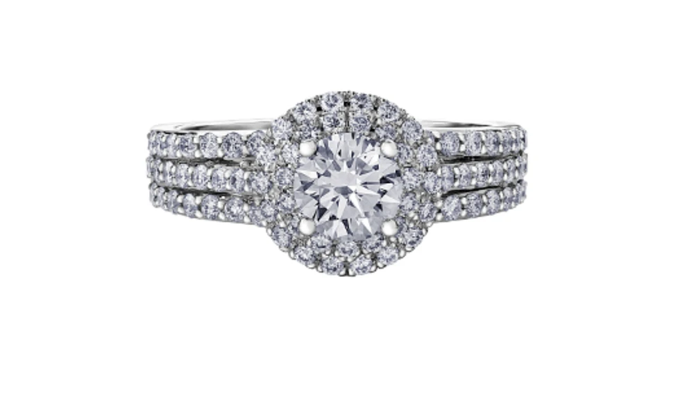 18K White Gold & Palladium Alloy (hypoallergenic) 1.30cttw Canadian Diamond Engagement Ring