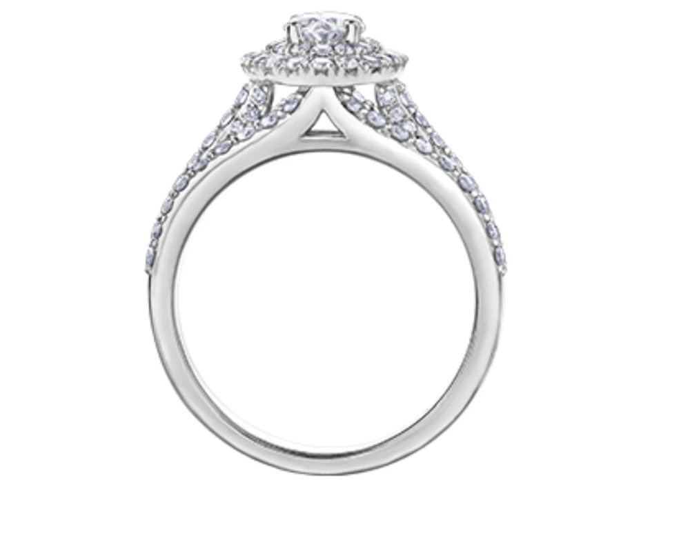 18K White Gold & Palladium Alloy (hypoallergenic) 1.35cttw Canadian Pear Shape Diamond Engagement Ring