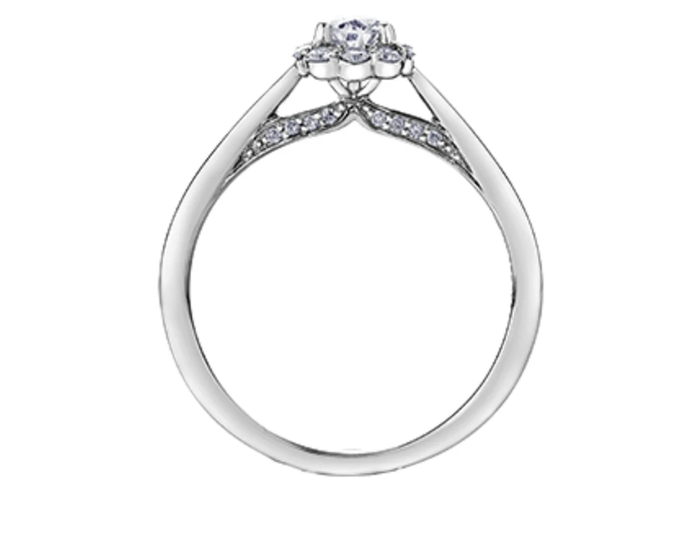18K White Gold & Palladium Alloy (hypoallergenic) 0.50cttw Canadian Pear Shape Diamond Engagement Ring