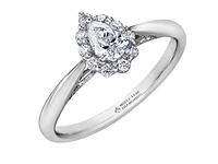 18K White Gold & Palladium Alloy (hypoallergenic) 0.50cttw Canadian Pear Shape Diamond Engagement Ring