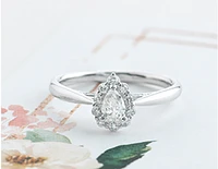 18K White Gold & Palladium Alloy (hypoallergenic) 0.50cttw Canadian Pear Shape Diamond Engagement Ring