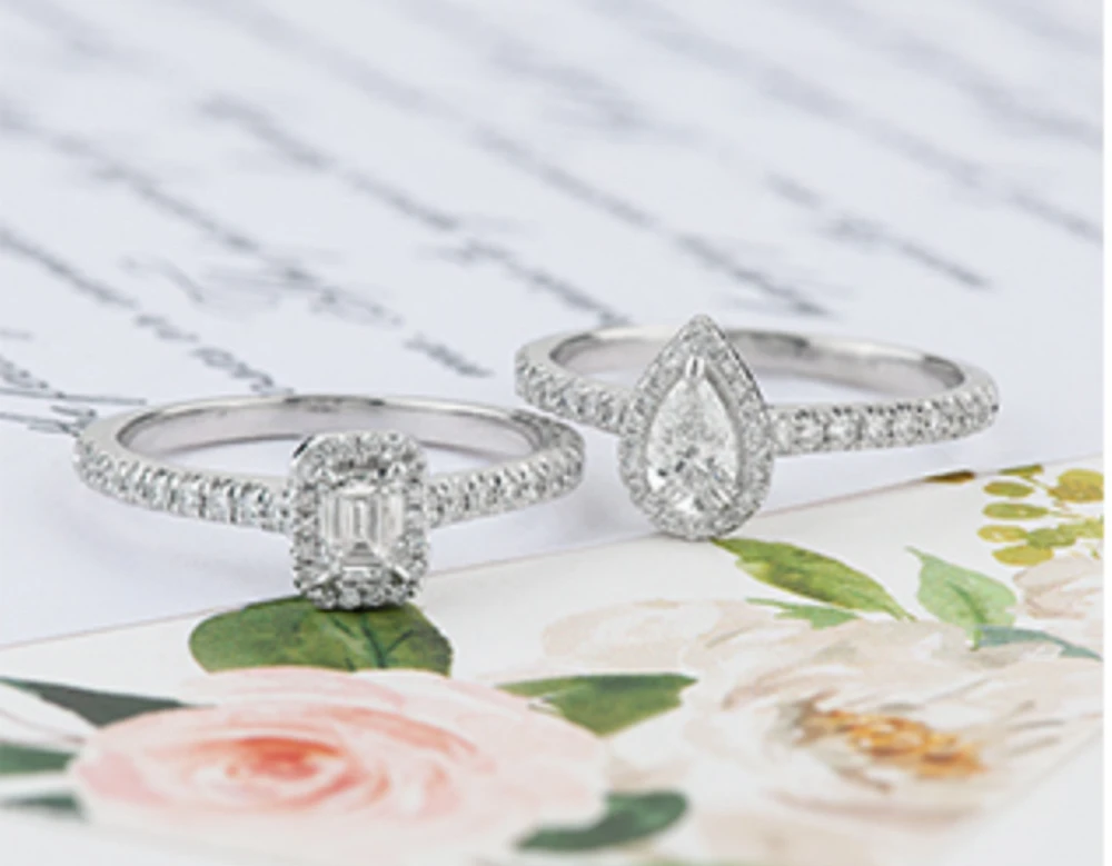 18K White Gold & Palladium Alloy (hypoallergenic) 0.75cttw Canadian Pear Shape Diamond Engagement Ring